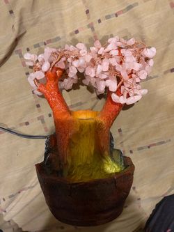 Waterfall tree with pink crystals