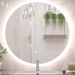 32 in. W x 32 in. H Modern Round Frameless Anti-Fog Wall Mount LED Bathroom Vanity Mirror with 3 Colors Dimmable Lights