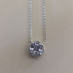 Tanzanite and White Topaz Sterling Necklace...New..Adjustable Up To 20"