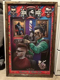 Framed art Barber Skull