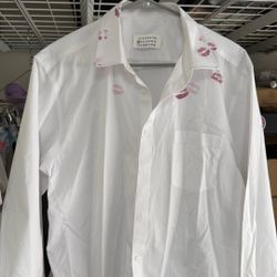 Maison Margiela Line 10 "Kiss" Lipstick Print Shirt - Size 52