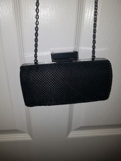 Black metal evening handbag