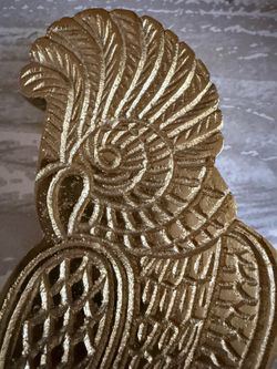 Super Unique Brass Parrot Figure / Trivet / Decor Approx 10” x 5.5”