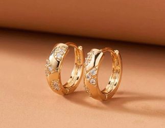 Gold Hoop Earrings with Crystal Accents