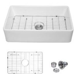 White Farmhouse Sink - Mocoloo 30" Farm Kitchen Sink Undermount Flat Apron Front Fireclay Ceramic Porcelain Single Bowl Sink Deep Basin  size 30x18