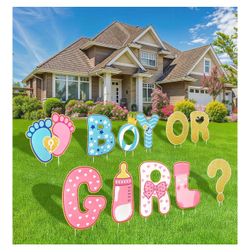 11 Pcs Gender Reveal Decorations Baby Shower Yard Signs with Stakes
