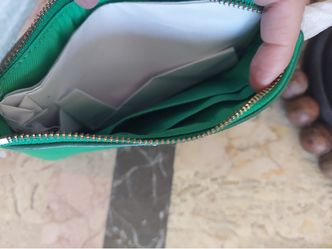 Green Zip-Around Wallet with Card Slots