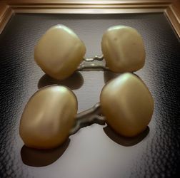 Vintage Soft Yellow Faux Pearl Cuff Links
