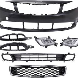 Front Bumper Cover Grille with Fog lights Compatible with 2017-2018 Kia Forte