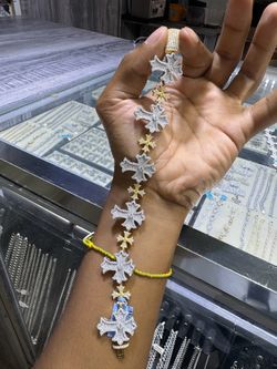 S925 Moissanite Two tone cross bracelet