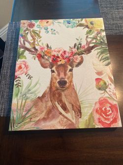16x19 flower deer wall frame decoration