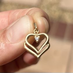 Vintage Real 14K Yellow Gold Diamond Heart Pendant No Chain Included Jewelry Heart Necklace 