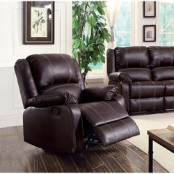 Acme Furniture Faux Leather Rocker Recliner In Brown. Brand New In Box