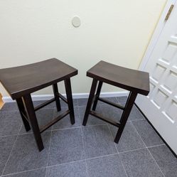 Set of Hardwood Bar Stools - Excellent Condition 