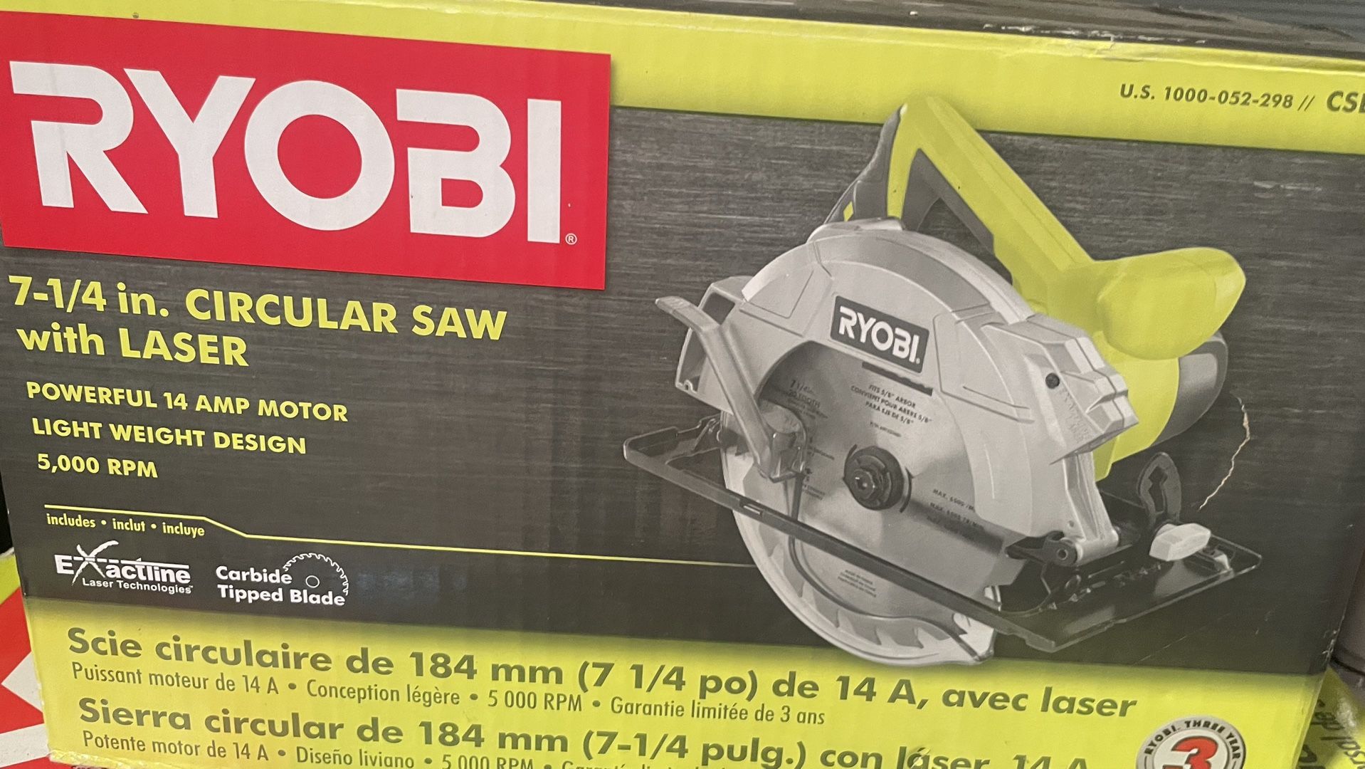 Ryobi 14 Amp 7-1/4 in. Circular Saw with Laser Unopened In Box
