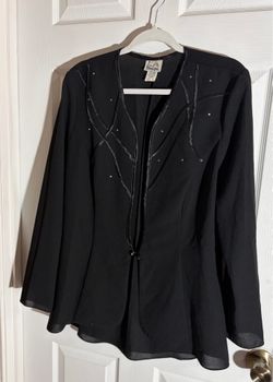Vintage LA Design Fashion RHINESTONE EMBELLISHED SEMI SHEER EVENING JACKET COVER UP SIZE M