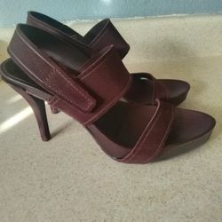 Pedro Garcia Burgundy Suede Strap Heels. Size 39.5 (9)