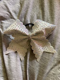 White large bedazzled blinged out cheer bow