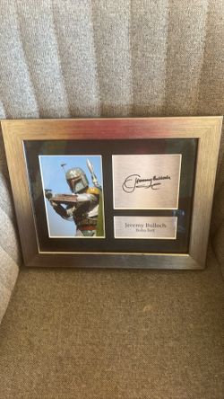 Star Wars Boba Fett signed plaque and professionally framed.