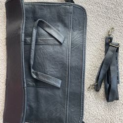 Computer Messenger Shoulder Satchel Bag Black Faux Leather