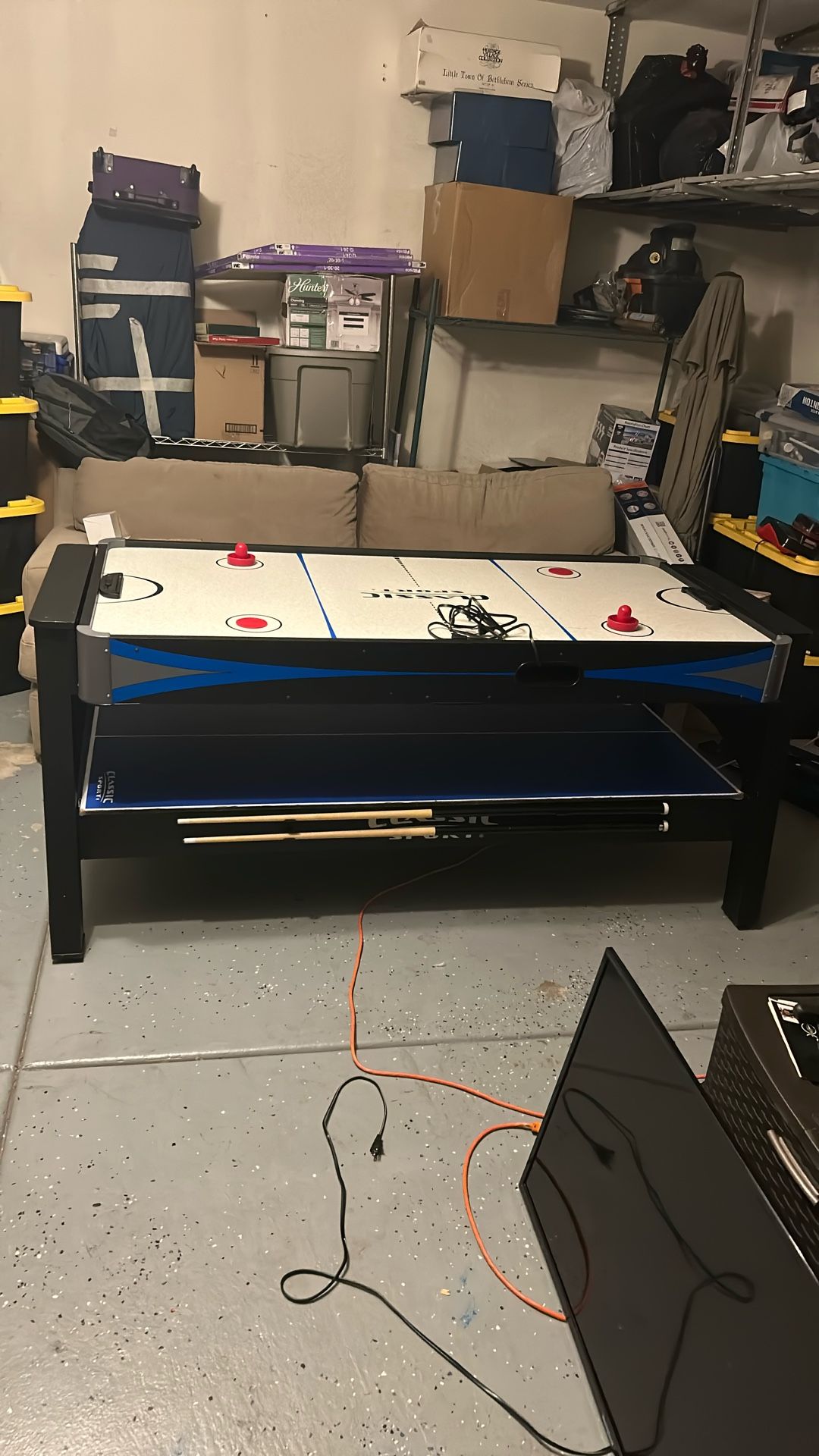 Classic Sport 3-in-1 Flip Multi Game Table ( 8 Ball, Air Hockey, And Ping Pong)