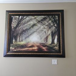 Framed Forest Scene, Gorgeous High Quality Wooden Frame   