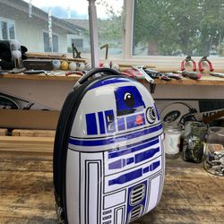 Children/Kids Star Wars R2-D2 Rolling Luggage Bag - Zipper closes but one is broken - 17”H x 12”W
