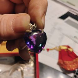 17 Caret Amethyst Silver Pendant  