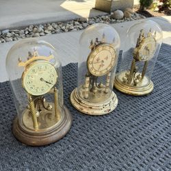 (3) Vintage Glass Clocks 
