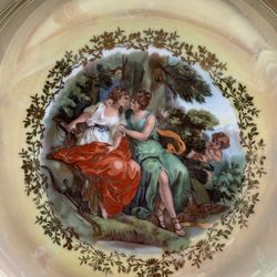 Vintage Fortuna Eisenberg Porcelain Plate Gold Floral Pattern Around