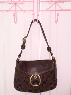 Vintage Coach 2000s Chocolate Brown Signature Shoulder Bag