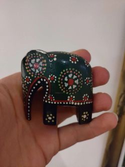 Sweet handpainted wood decorative elephant 
