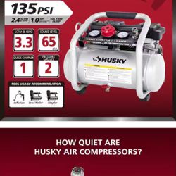 2 Gal. 135 PSI Portable Electric Oil-Free Quiet Jobsite Air Compressor with Dual Pressure Gauges and 1-Quick Coupler
