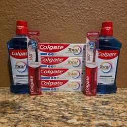 8 - Colgate Bundle (Peppermint Mouthwash x 2, Whitening Toothpaste x4, Toothbrushes  x2) - For $20