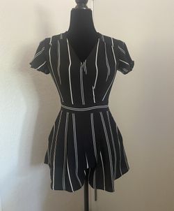 Size XS Black And White Striped Romper 