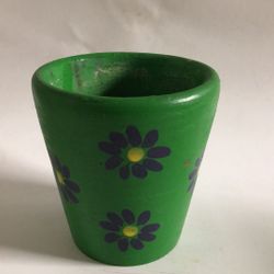 Hand Painted Terracotta Flower Planter 4” X  5” made in Philippines 