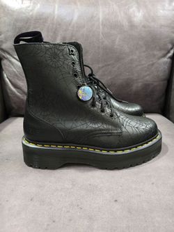 Dr. Martens Jadon Wednesday Addams Spiderweb Platform Boots Black RARE 11W / 10M & 9W/8M