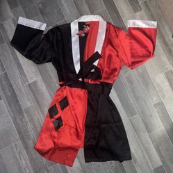 DC Comics Harley Quinn Costume Silky Satin Robe Red