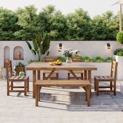 U_Style High-quality Acacia Wood Outdoor Table and Chair Set, Suitable for Patio, Balcony, Backyard(old sku:WY000396AAA)