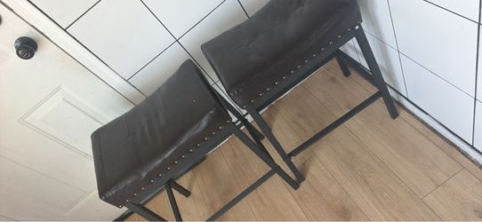 Black Faux Leather Bar Stools – Set of 2
