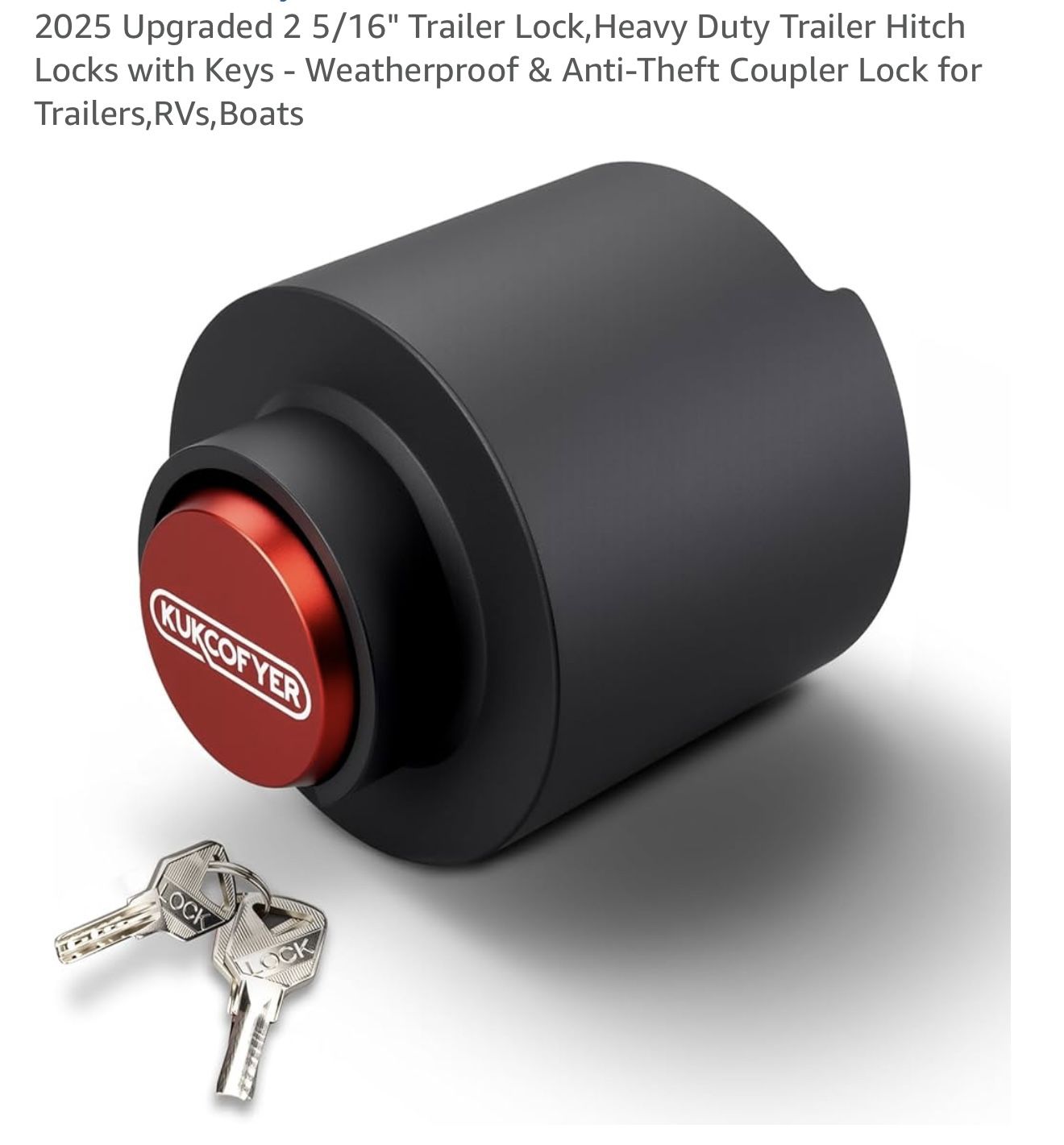 2025 Upgraded 2 5/16" Trailer Lock,Heavy Duty Trailer Hitch Locks with Keys - Weatherproof & Anti-Theft Coupler Lock for Trailers,RVs,Boats