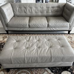 $300 OBO Italian Leather Sofa and Ottoman