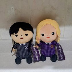 Wednesday Addams & Enid Plush Dolls w Flip Over Hair Craze