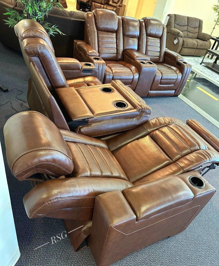 Power Reclining Genuine Leather Sofa, Loveseat, Recliner, Sectional ⭐ Color Options ⭐$39 Down Payment with Financing ⭐ 90 Days same as cash