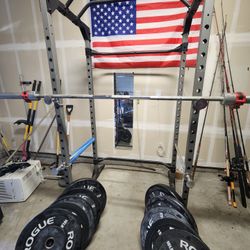 Rack, Plates And Barbell 