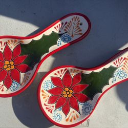  Porta Cucharas Noche Buena De Talavera Muy hermosos $15 C/uno 