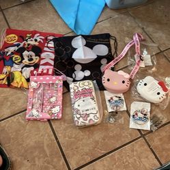 Hello Kitty and Mickey Mouse items