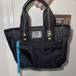 Black Coach Leather Bag With Blue Interior 