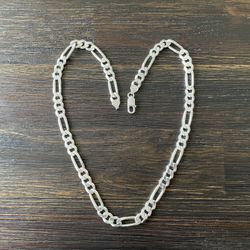 Silver 20" Figaro Chain Necklace 9mm Wide 49 Grams
