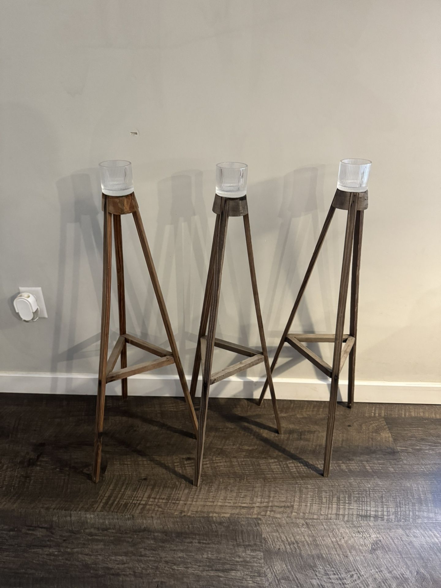 3 3Foot Tall Candle Holders Made From Vintage Quilting Rack